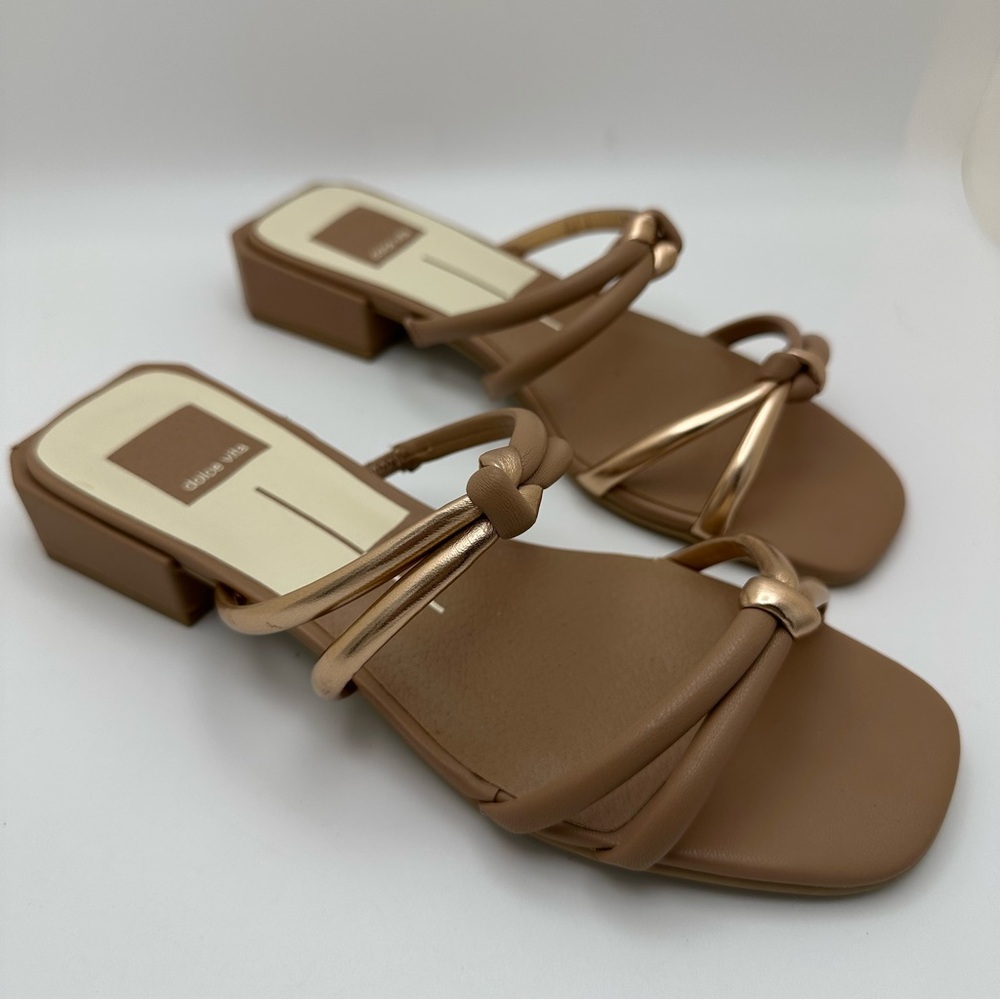 Dolce Vita Harli Sandals 7M Women Slip on Shoes Faux Leather rose gold heel NWOT - Picture 4 of 10